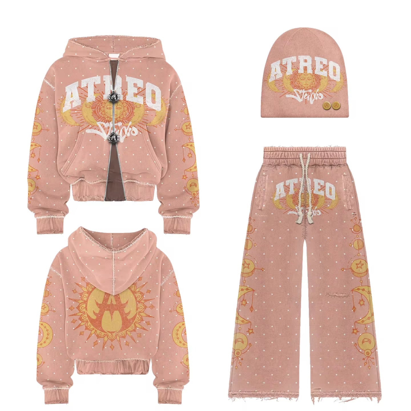 Rhinestone Hoodie Cropped Sweatsuit Set